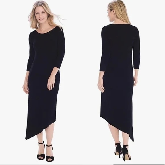 Chico's Travelers Dress Classic Midi Slinky Stretch - Black - Size 16 / XL - NWT - Picture 1 of 6